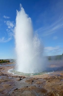 Geyser shooting steam