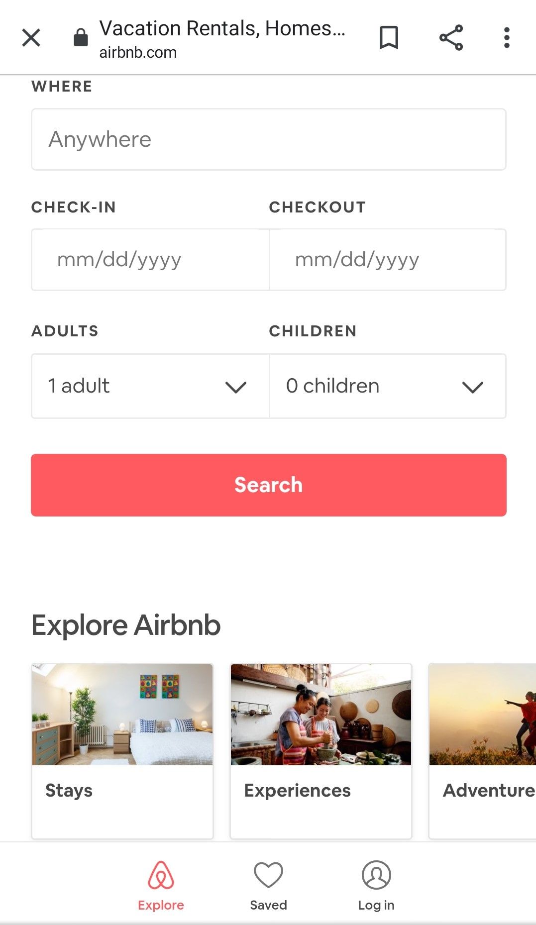 AirBnb's Mobile Screenshot